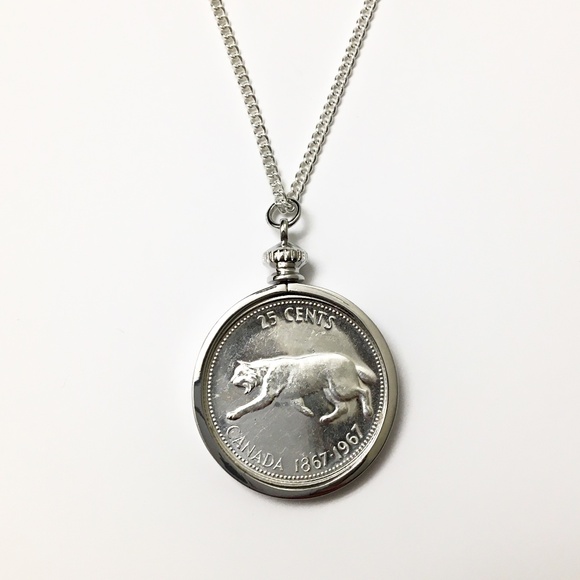 Jewelry - 1967 Vintage Silver “Bobcat” Coin Necklace, 18-inch
